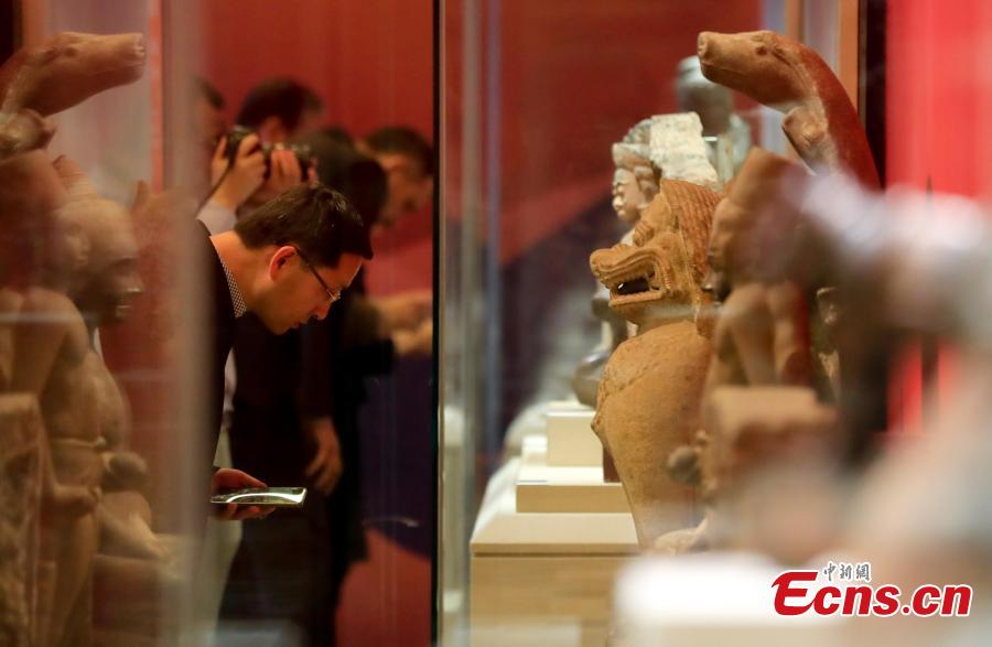 Photo taken on May 13, 2019 shows an exhibition about Asian civilization held at the National Museum of China in Beijing, as part of the Conference on Dialogue of Asian Civilizations (CDAC). The exhibition shows 451 sets of cultural relics from Greece, Egypt, and all 47 countries in Asia. The convening of the CDAC aims at promoting exchanges and mutual learning among civilizations in Asia and the rest of the world, while encouraging these civilizations to achieve common progress. (Photo: China News Service/Du Yang)