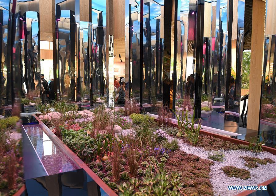 Visitors are seen on the Germany Day of Beijing International Horticultural Exhibition in Beijing, capital of China, on May 13, 2019. The expo welcomes Germany Day on Monday. With a theme of \