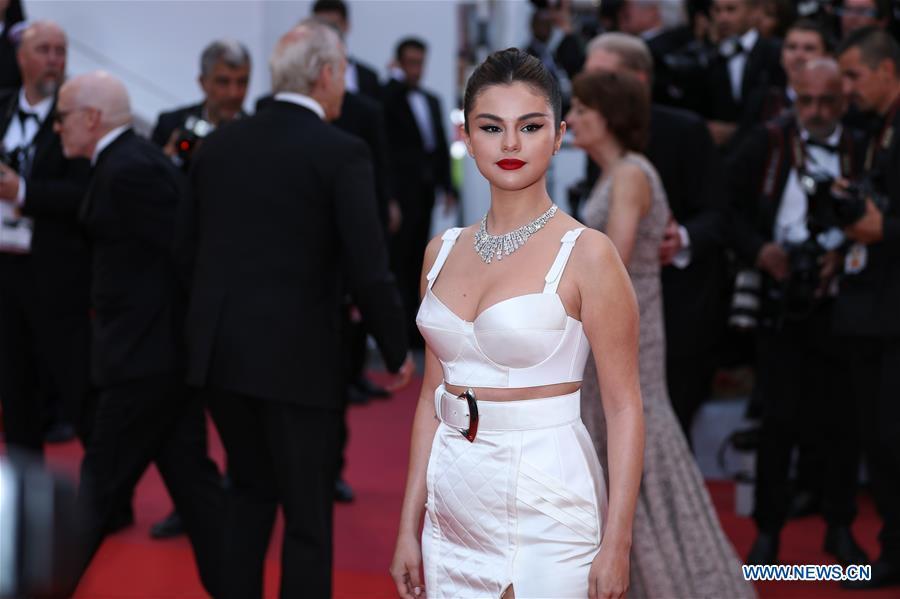 Actress Selena Gomez attends the opening gala during the 72nd Cannes Film Festival at Palais des Festivals in Cannes, France, on May 14, 2019. The 72nd Cannes Film Festival is held here from May 14 to 25. (Xinhua/Zhang Cheng)