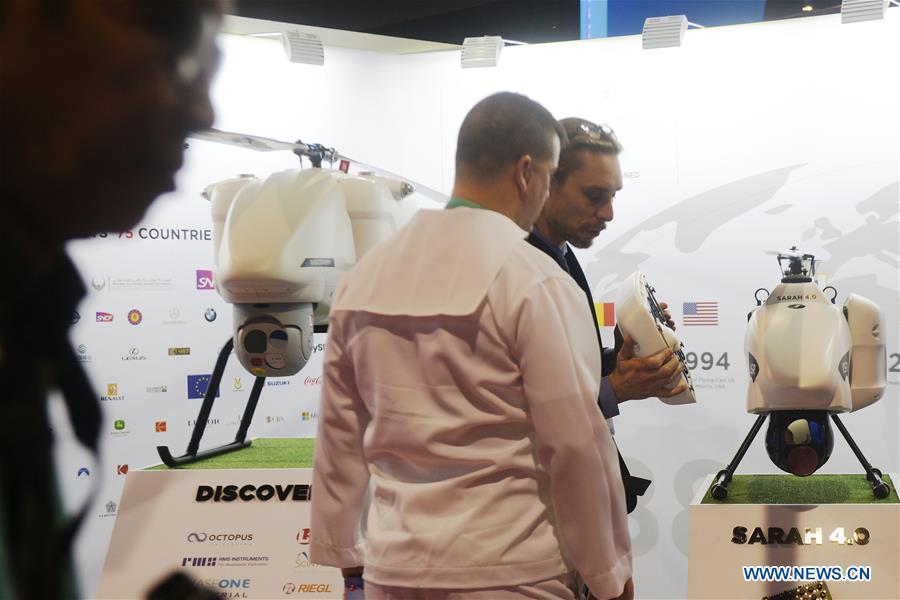 Visitors view exhibits at the 12th International Maritime Defense Exhibition and Conference (IMDEX Asia) in Singapore\'s Changi Exhibition Centre May 14, 2019. Singapore Defense Minister Ng Eng Hen welcomed here Tuesday foreign navies attending the 12th International Maritime Defense Exhibition and Conference (IMDEX Asia) at its opening ceremony. A total of 23 warships from 15 countries sailed their way to IMDEX Asia at the Changi Naval Base, together with 26 chiefs of defense forces and navies, vice chiefs, directors-general of coast guards and senior naval officers. (Xinhua/Then Chih Wey)