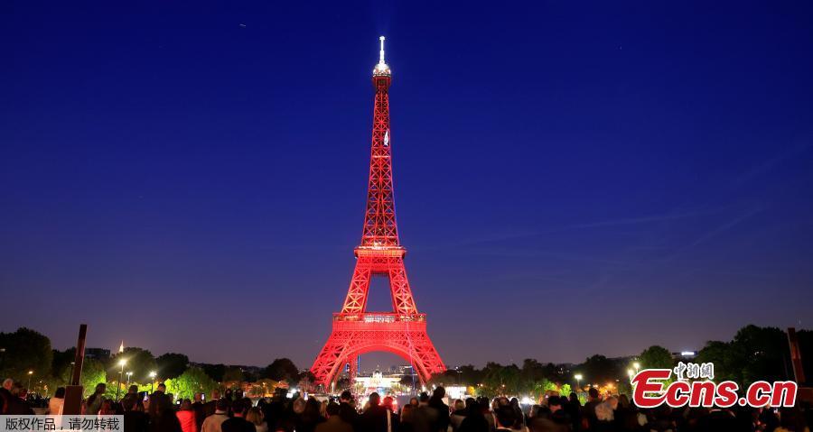 The Eiffel tower is illuminated during a light show to celebrate its 130th anniversary in Paris, France, May, 15, 2019. (Photo/Agencies)