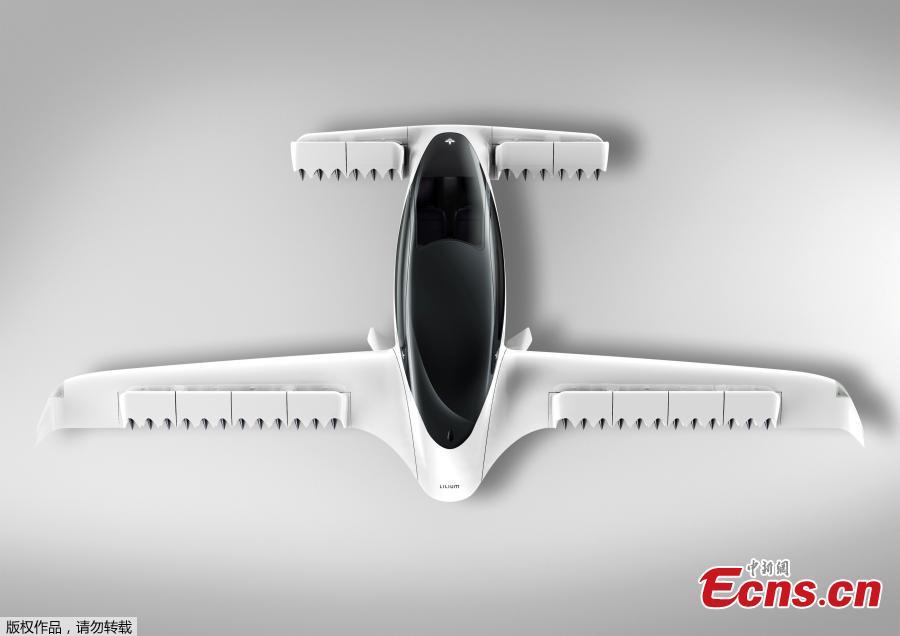 An illustration obtained from the Lilium website on May 16, 2019, shows a battery-powered five-seater aircraft prototype, that Lilium hopes to bring into service by 2025. (Photo/Agencies)