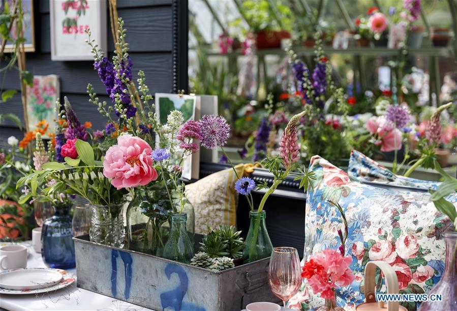 Flowers are on display at the RHS (Royal Horticultural Society) Chelsea Flower Show press day in London, Britain on May 20, 2019. The annual RHS Chelsea Flower Show will open to the public here from May 21 to 25. (Xinhua/Han Yan)
