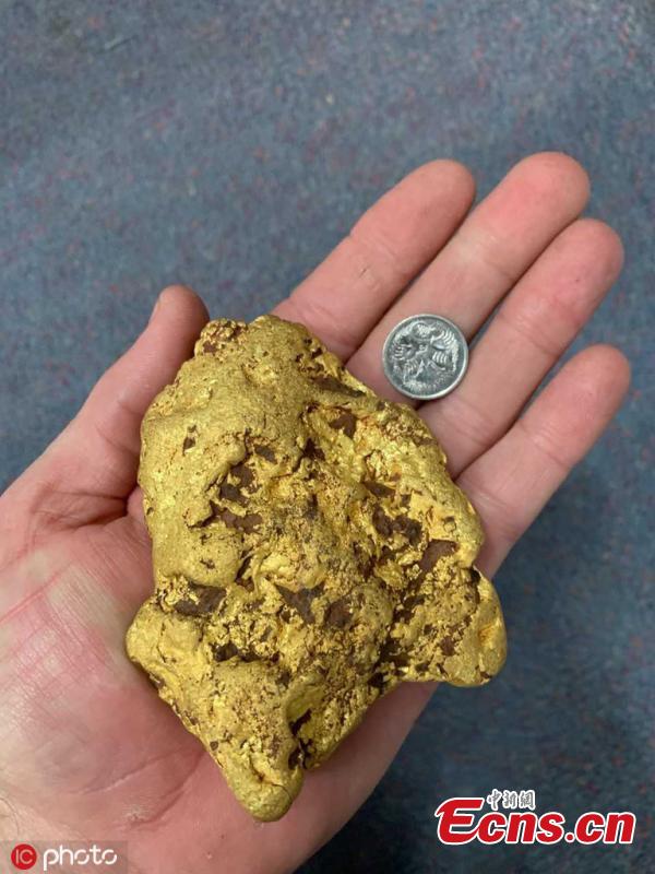 A lucky prospector has struck gold after unearthing a precious and rare find worth almost $69,000. The anonymous prospector couldn\'t believe their good luck when their metal detector uncovered a whopping 1.4 kilogram nugget while hunting for gold in Kalgoorlie in Western Australia\'s Goldfields-Esperance region recently. (Photo/IC)