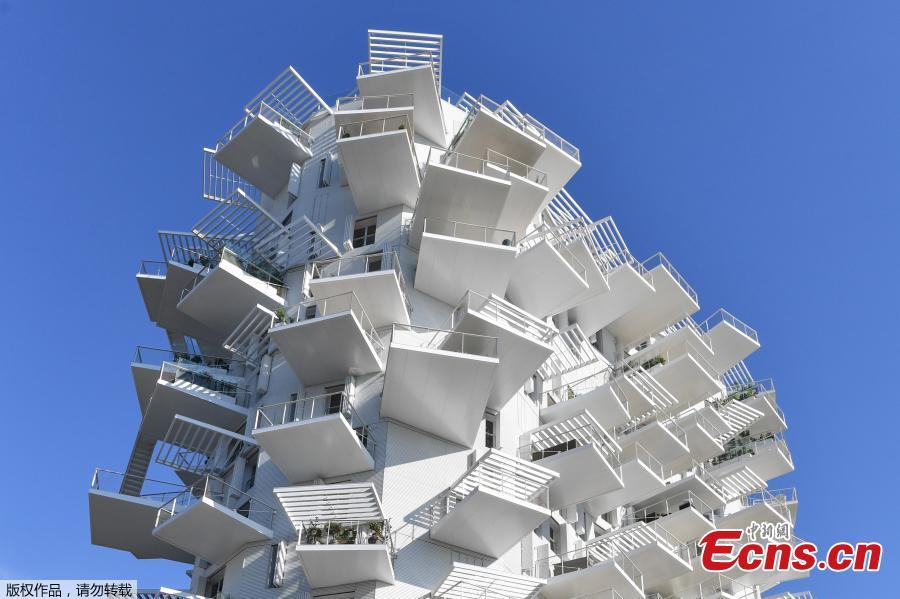 A picture taken on June 3, 2019 in Montpellier, southern France, shows a building \