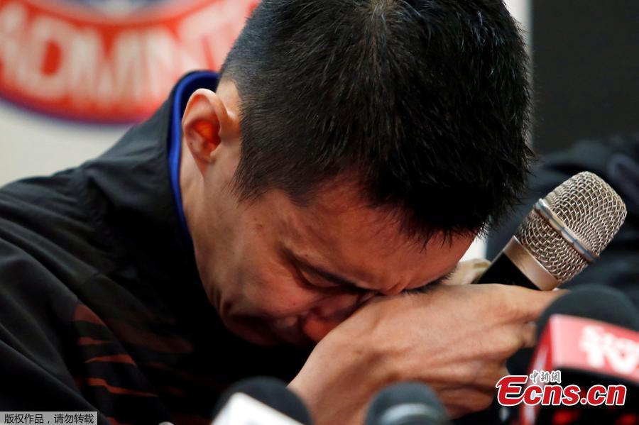 Malaysia\'s badminton player Lee Chong Wei reacts during a news conference to announce his retirement in Putrajaya, Malaysia June 13, 2019. (Photo/Agencies)