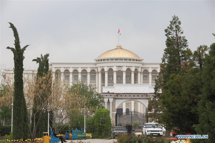 Photo taken on April 13, 2019 shows the presidential palace in Dushanbe, capital of Tajikistan. (Xinhua/Bai Xueqi)
