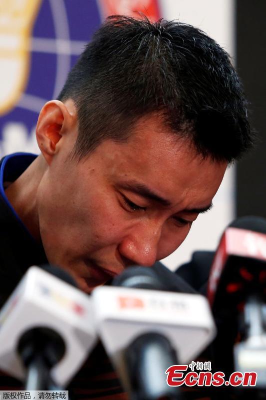 Malaysia\'s badminton player Lee Chong Wei reacts during a news conference to announce his retirement in Putrajaya, Malaysia June 13, 2019. (Photo/Agencies)
