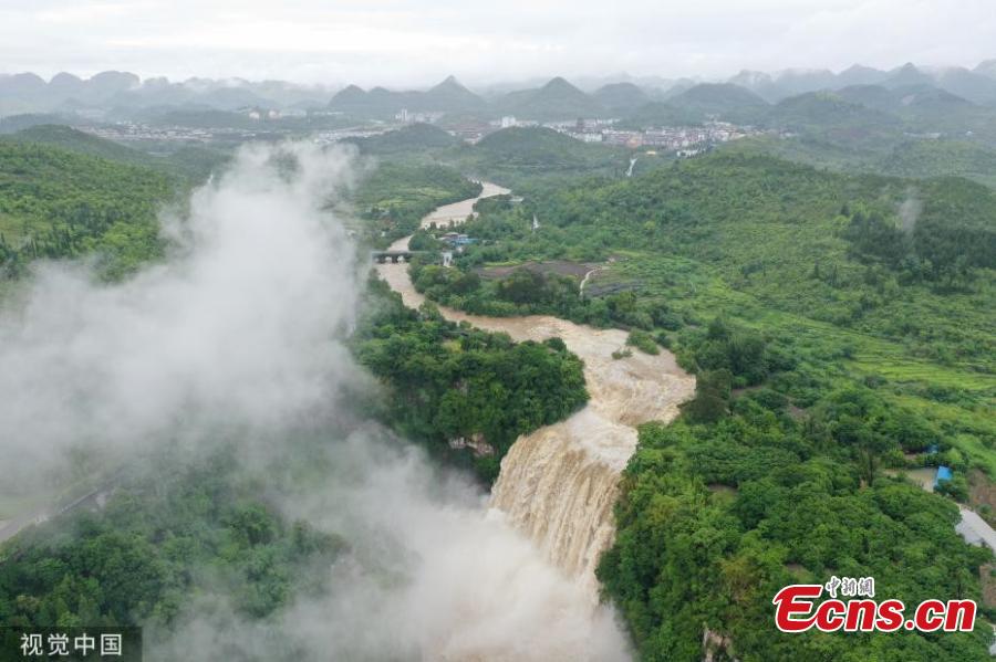 Photo taken on June 12, 2019 shows the Huangguoshu waterfall in Anshun, southwest China\'s Guizhou Province. (Photo/VCG)
