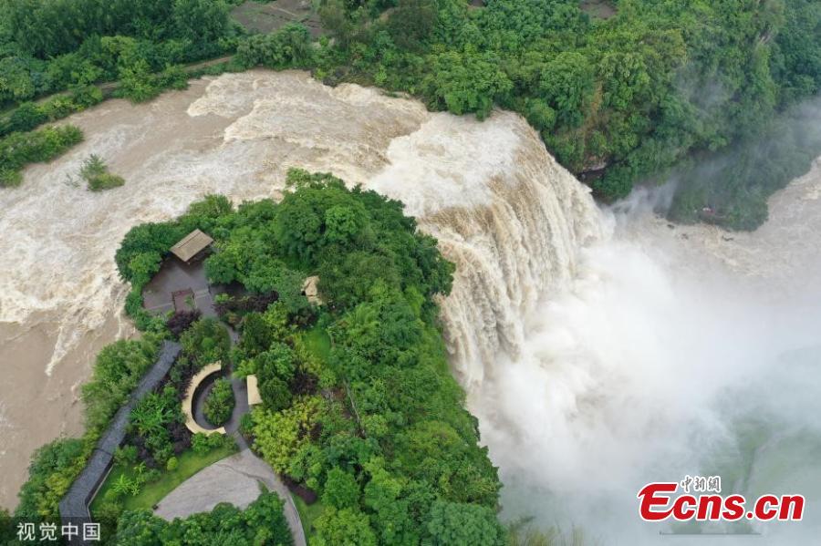 Photo taken on June 12, 2019 shows the Huangguoshu waterfall in Anshun, southwest China\'s Guizhou Province. (Photo/VCG)