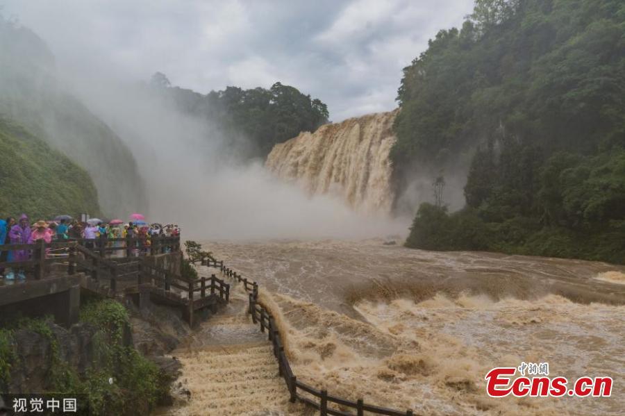 Photo taken on June 12, 2019 shows the Huangguoshu waterfall in Anshun, southwest China\'s Guizhou Province. (Photo/VCG)
