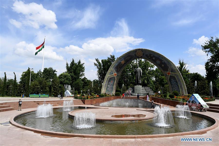 Photo taken on June 11, 2019 shows the Rudaki Park in Dushanbe, capital of Tajikistan. (Xinhua/Sadat)