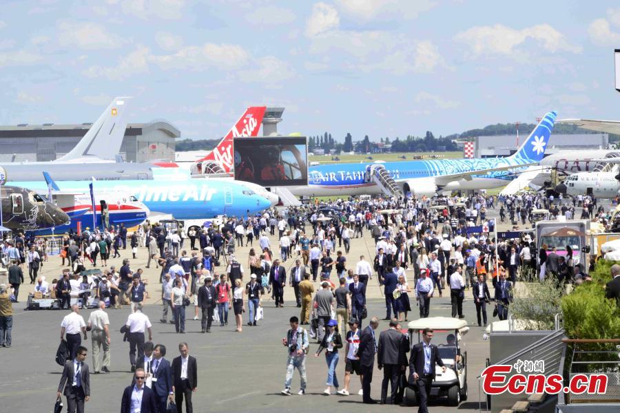 The 53rd International Paris Air Show, June 17, 2019. With 2,400 exhibitors and 350,000 visitors, the air show, held at the Le Bourget airfield in Paris, is the world\'s largest aerospace event. (Photo: China News Service/Li Yang)