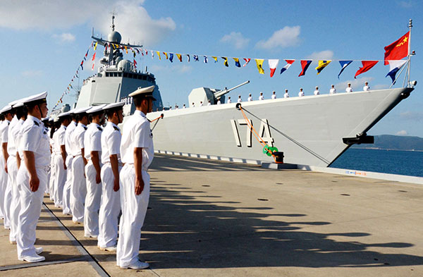 he Hefei, the third Type 052D guided missile destroyer commissioned by the PLA Navy, was delivered to the South Sea Fleet on Saturday in Sanya, Hainan province. GAO YI/CHINA DAILY he Hefei, the third Type 052D guided missile destroyer commissioned by the PLA Navy, was delivered to the South Sea Fleet on Saturday in Sanya, Hainan province. GAO YI/CHINA DAILY