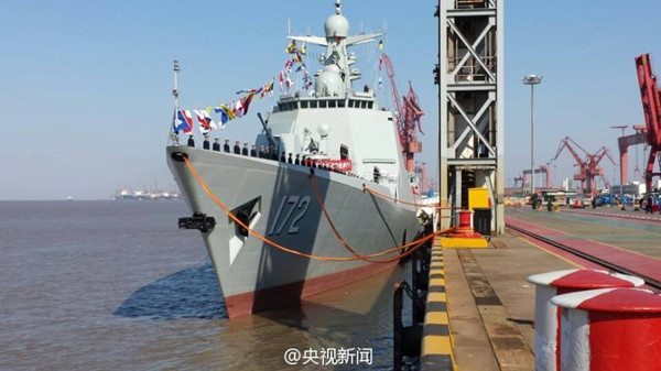 “Kunming,” the first 052D destroyer, was put into use on March 21, 2014. (Photo/Official Weibo account of CCTV) “Kunming,” the first 052D destroyer, was put into use on March 21, 2014. (Photo/Official Weibo account of CCTV)