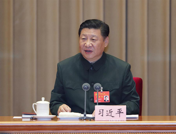 Xi Jinping, general secretary of the Communist Party of China (CPC) Central Committee, who is also Chinese president and chairman of the Central Military Commission, speaks when meeting senior military officers in Beijing, capital of China, Oct. 26, 2017. (Xinhua/Li Gang) Xi Jinping, general secretary of the Communist Party of China (CPC) Central Committee, who is also Chinese president and chairman of the Central Military Commission, speaks when meeting senior military officers in Beijing, capital of China, Oct. 26, 2017. (Xinhua/Li Gang)