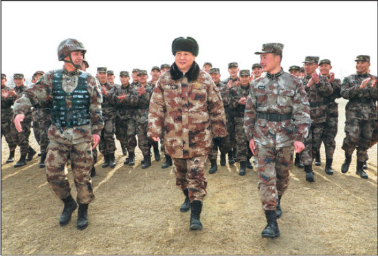 President Xi Jinping, also the chairman of the Central Military Commission, inspects a Ground Force division from the Central Theater Command of the People's Liberation Army on Jan. 4, 2018. (Photo/Xinhua) President Xi Jinping, also the chairman of the Central Military Commission, inspects a Ground Force division from the Central Theater Command of the People's Liberation Army on Jan. 4, 2018. (Photo/Xinhua)