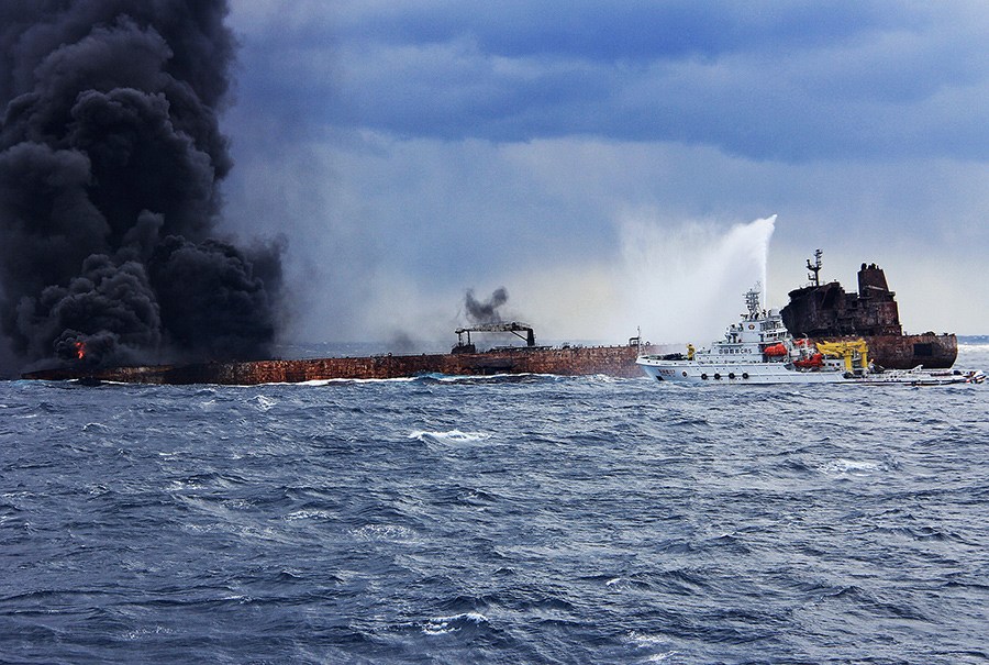 Panama registered oil tanker Sanchi suddenly reignited on Sunday