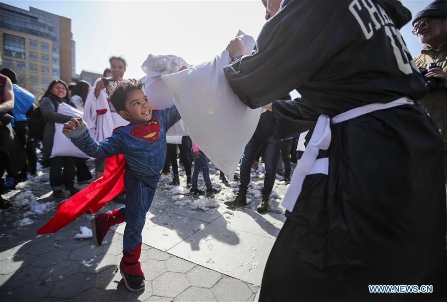 People participate in pillow fights across U.S.