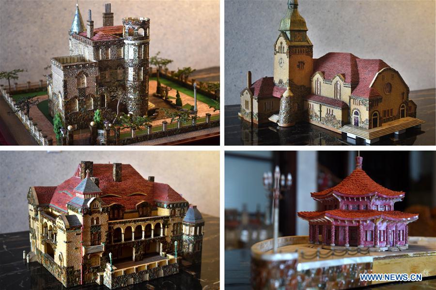 Shell-made miniature architectural models of east China's Qingdao
