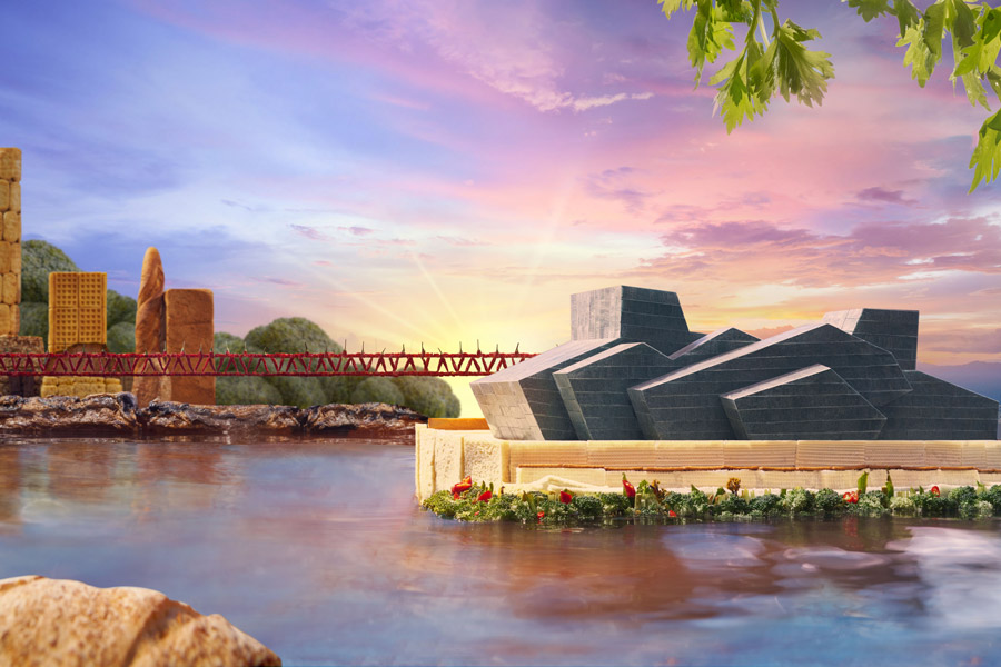 Delicious landmarks built with food