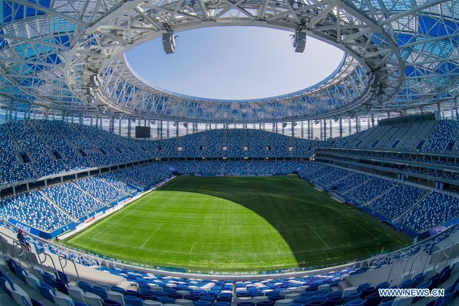 Nizhny Novgorod Stadium for 2018 World Cup seen in Volgogard, Russia